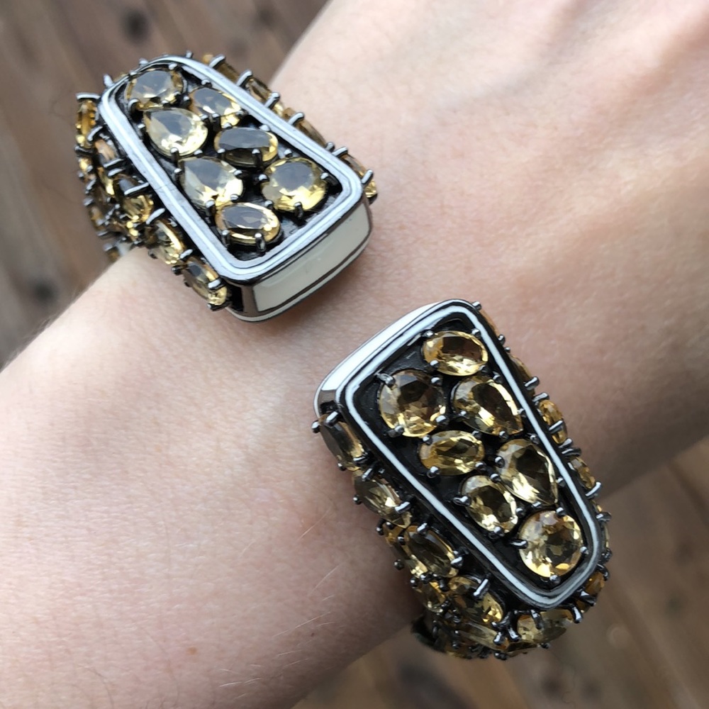 Iconic Matthew Campbell Laurenza Citrine Cuff Bracelet 925 Sterling Enamel 90g